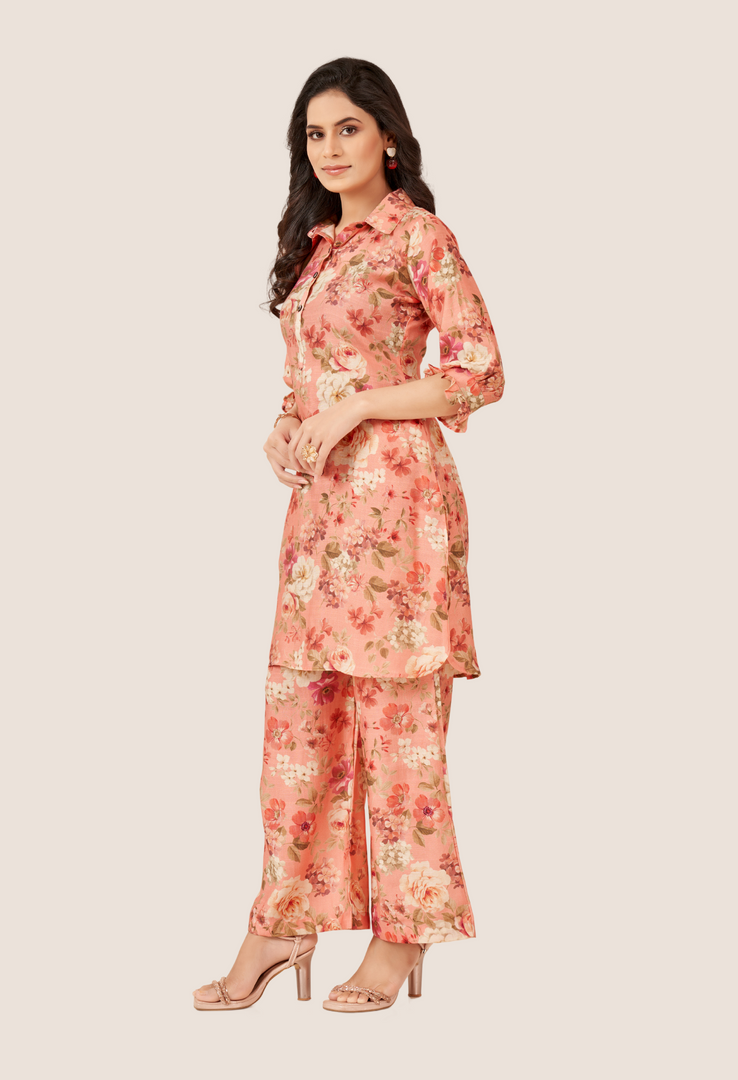 Pink flory printed Co-ord Set