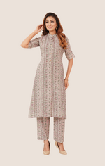 Load image into Gallery viewer, Grey modal chanderi Co-ord Set
