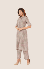 Load image into Gallery viewer, Grey modal chanderi Co-ord Set
