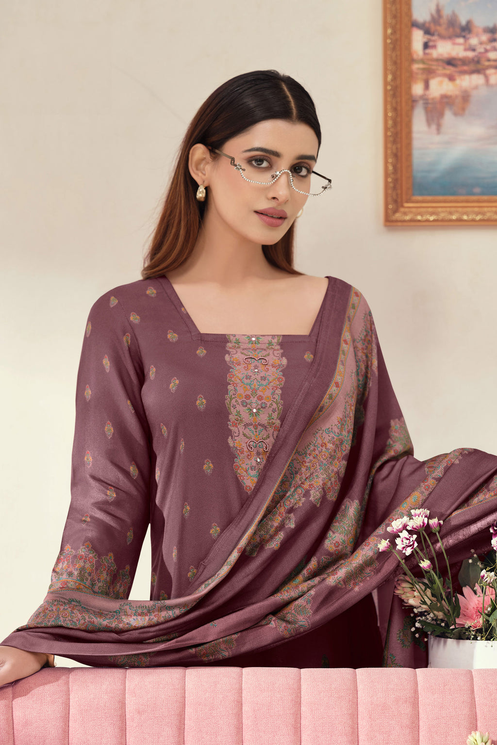 Premium Bemberg Pashmina Printed Daily Wear Salwar Kameez