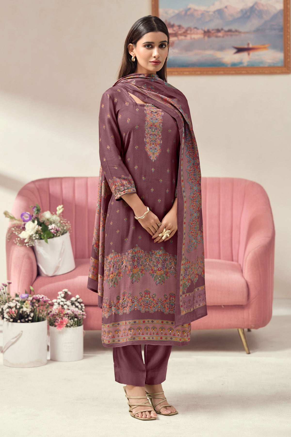 Premium Bemberg Pashmina Printed Daily Wear Salwar Kameez