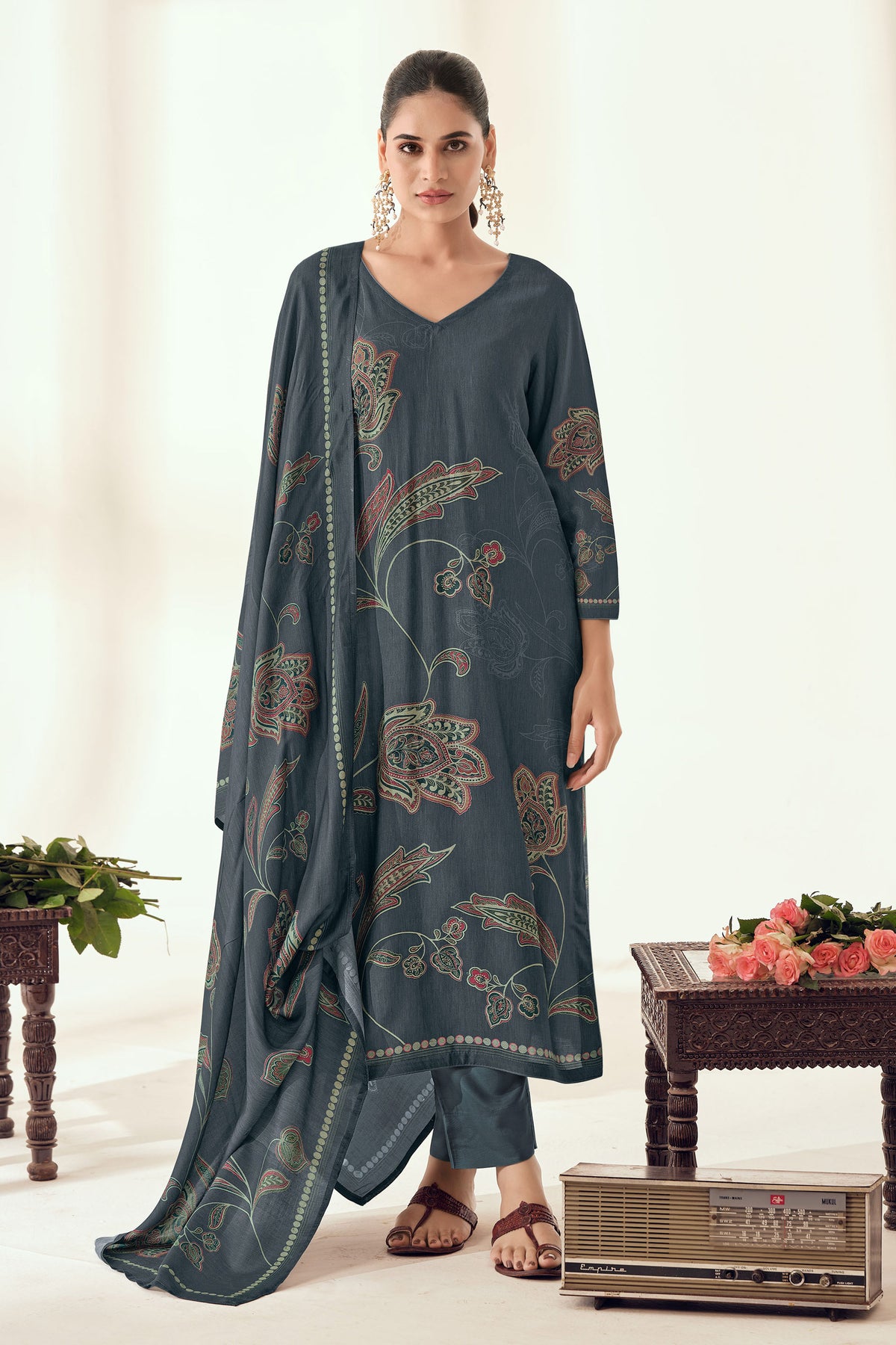 Pure Bemberg Pashmina Digital Print Designer Salwar Suit