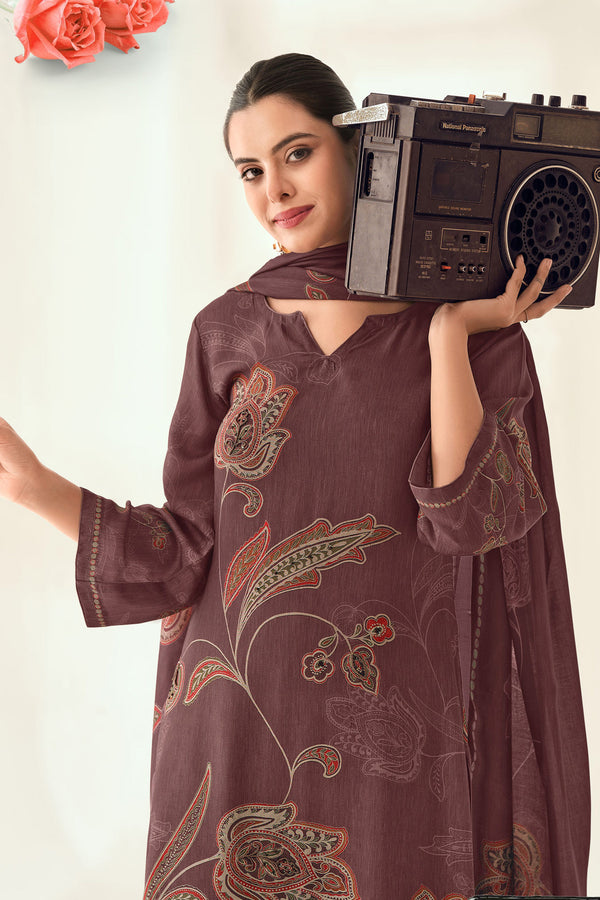 Luxury Bemberg Pashmina Digital Print Traditional Salwar Kameez