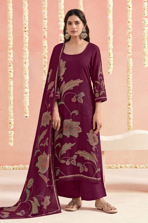 Elegant Pashmina Printed Handwork Salwar Kameez