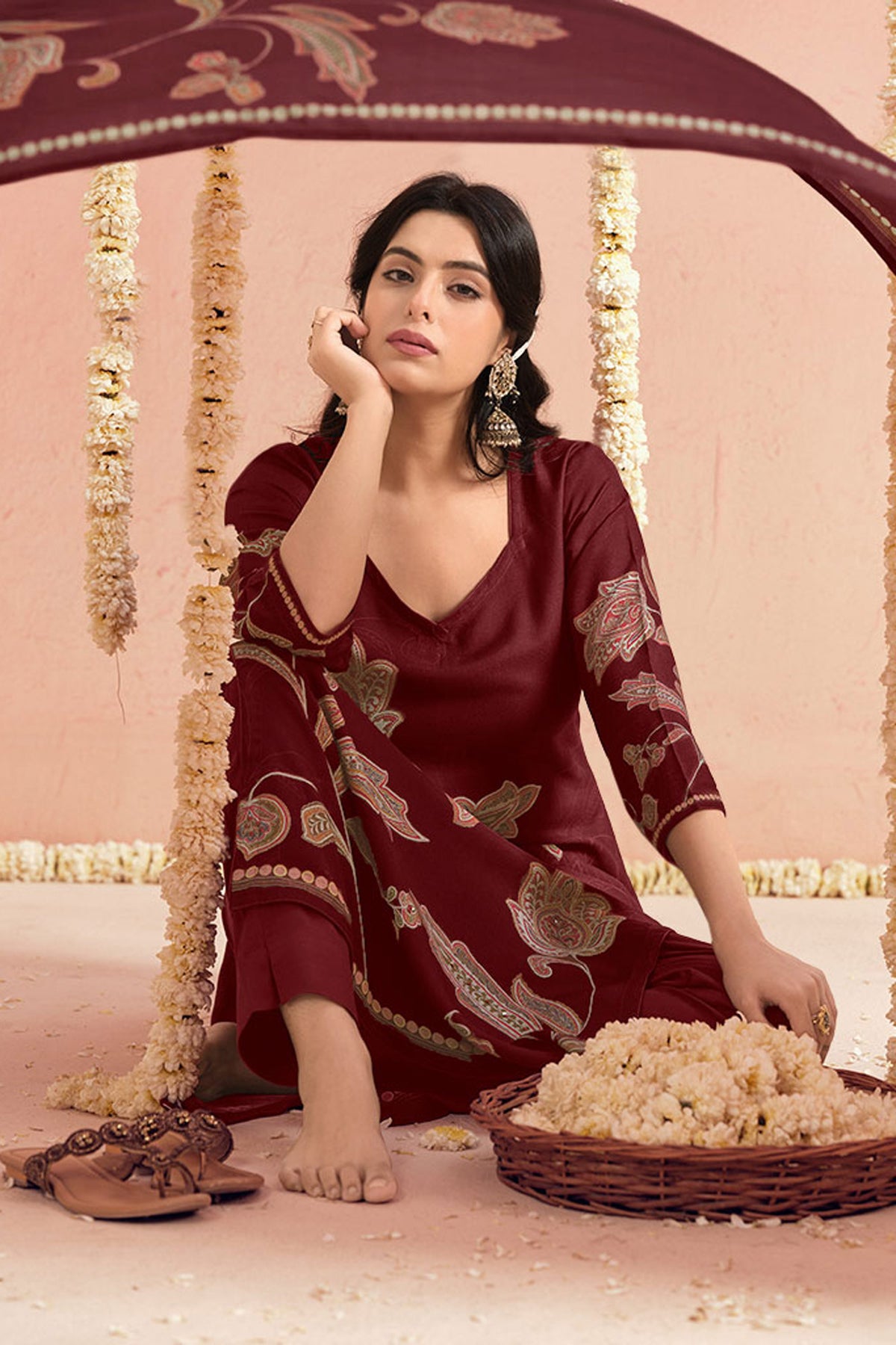 Pure Bemberg Pashmina Digital Print Designer Salwar Kameez