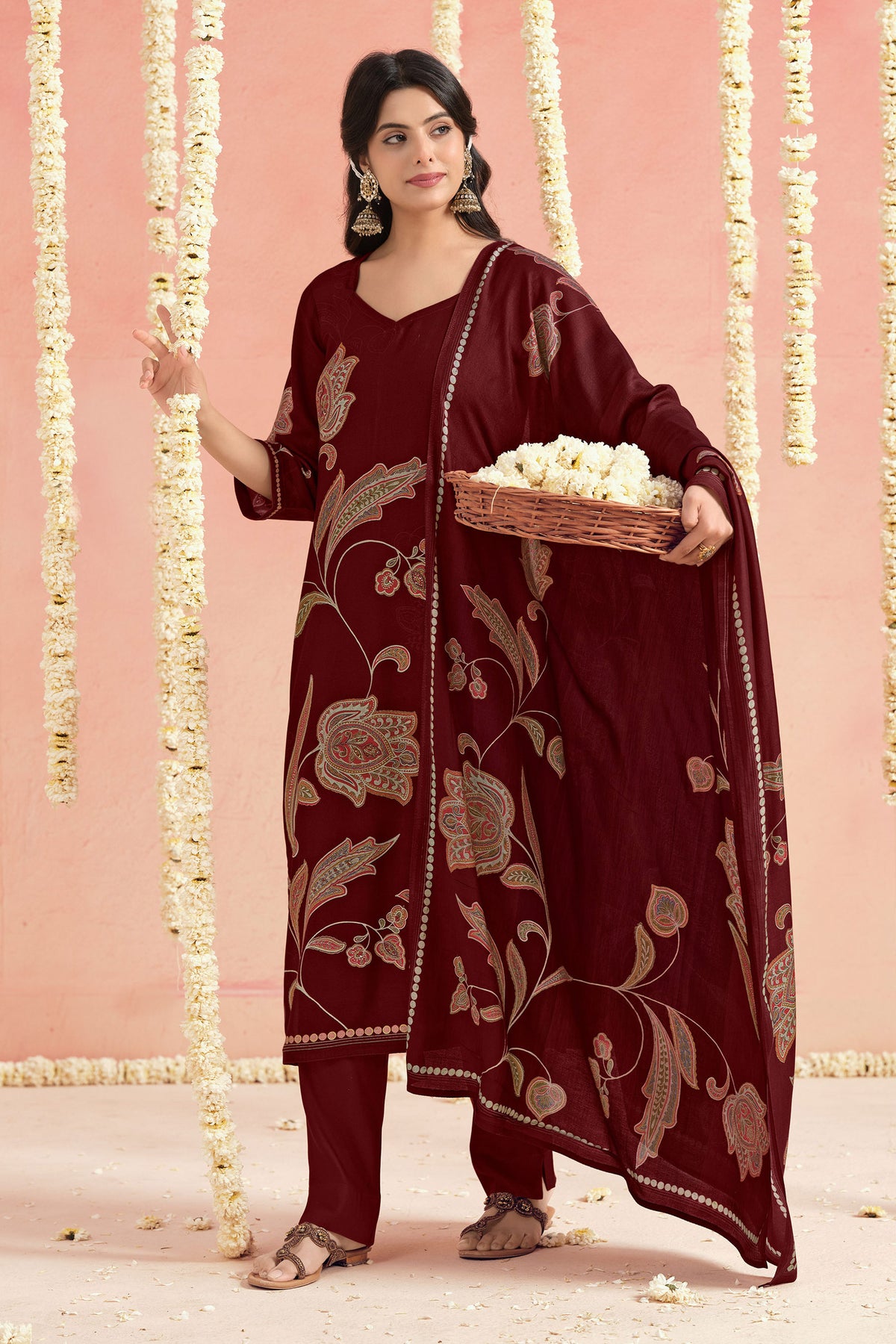 Pure Bemberg Pashmina Digital Print Designer Salwar Kameez Main image