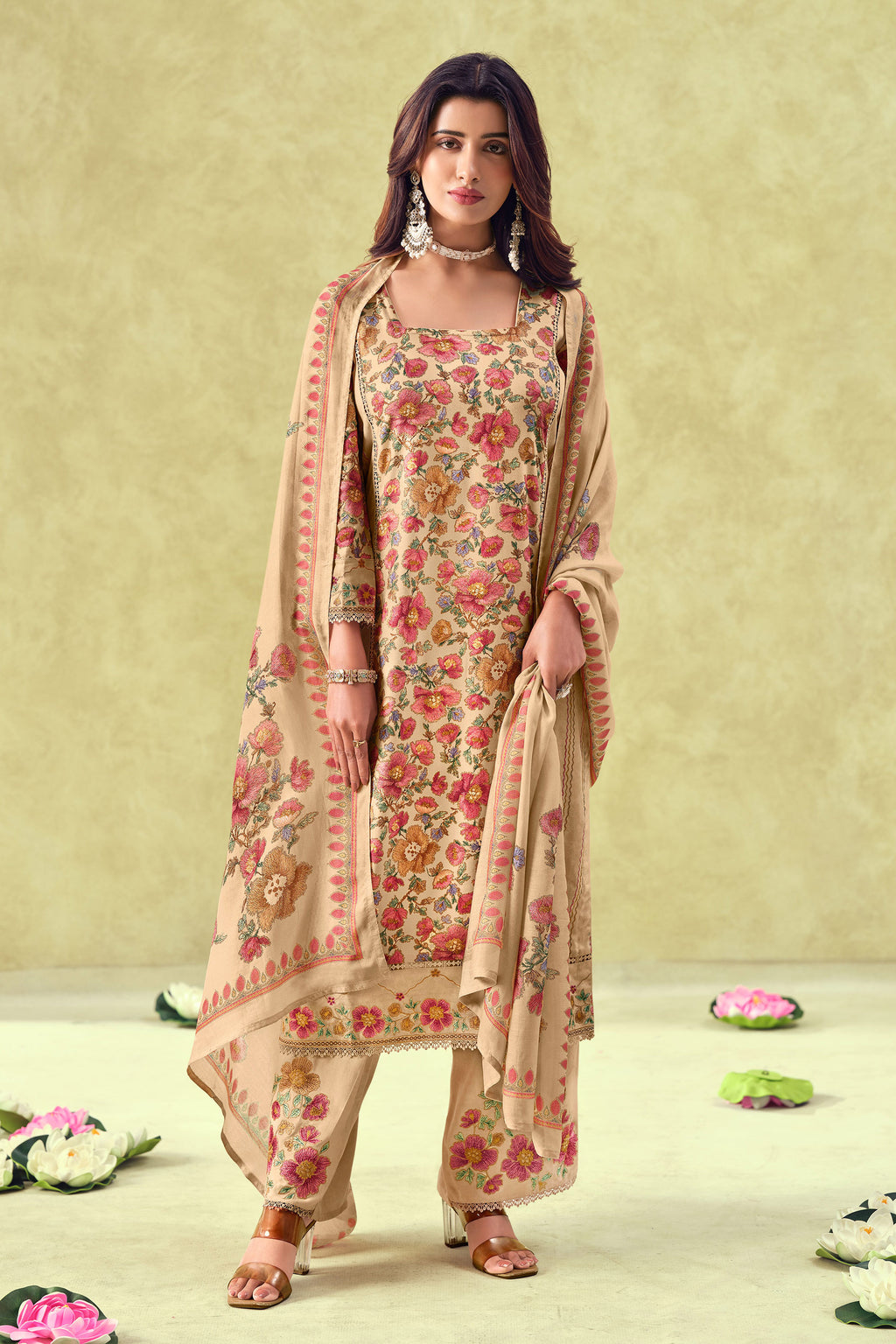 Elegant Pashmina Festive Wear Salwar Kameez