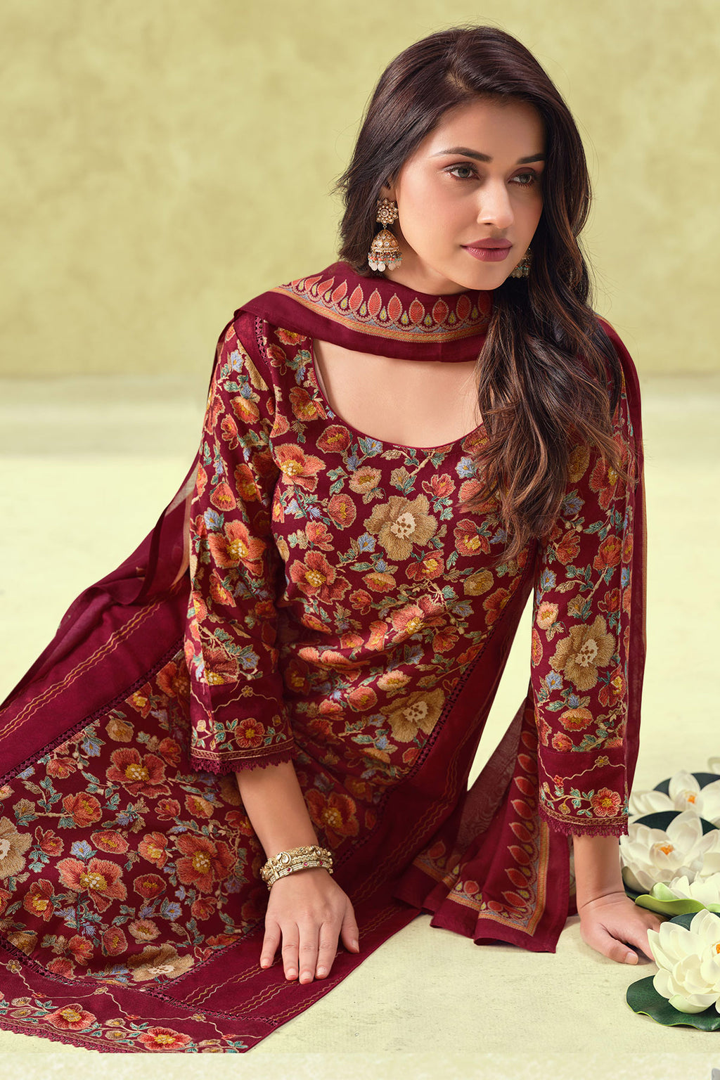 Classic Pashmina Shawl Dupatta Palazzo Suit