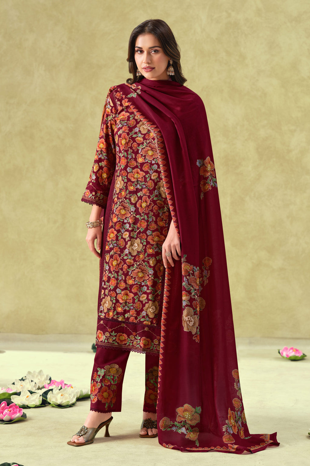 Classic Pashmina Shawl Dupatta Palazzo Suit