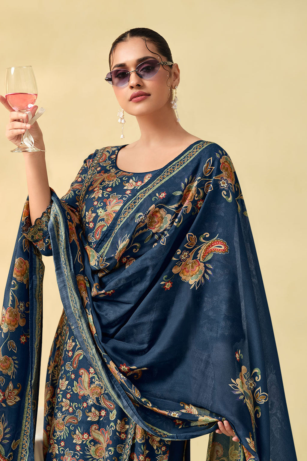 Designer Pashmina Digital Print Festive Wear Salwar Suit
