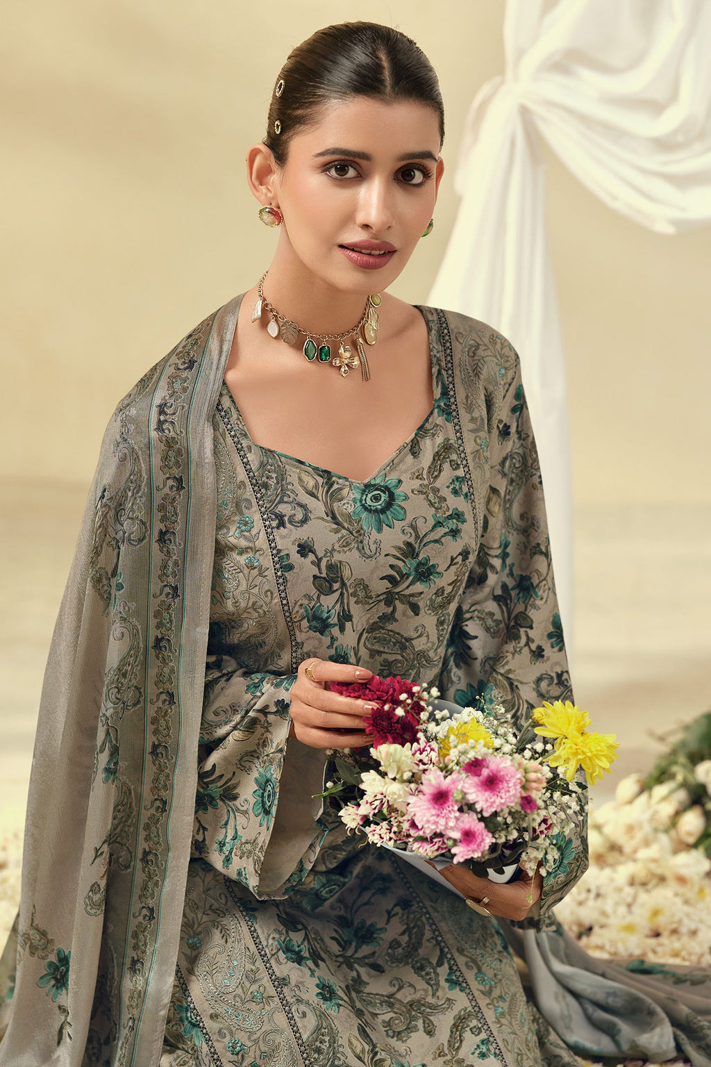 Pure Pashmina Digital Print Festive Wear Salwar Suit