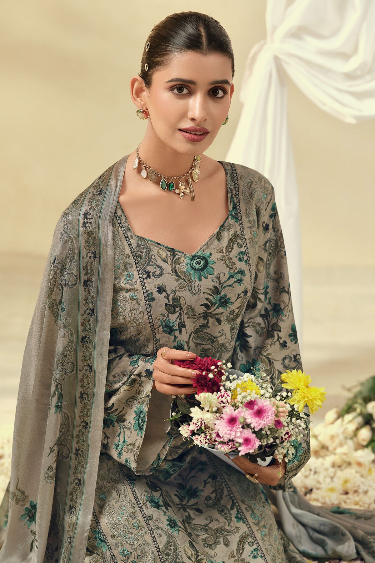 Pure Pashmina Digital Print Festive Wear Salwar Suit