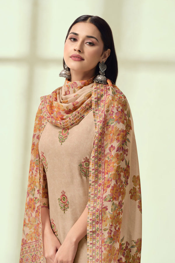 Royal Pashmina Embroidery Lace Work Casual Dress