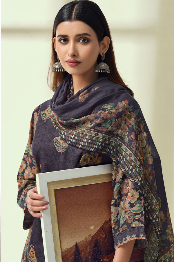 Premium Pashmina Digital Print Daily Wear Dress with Shawl