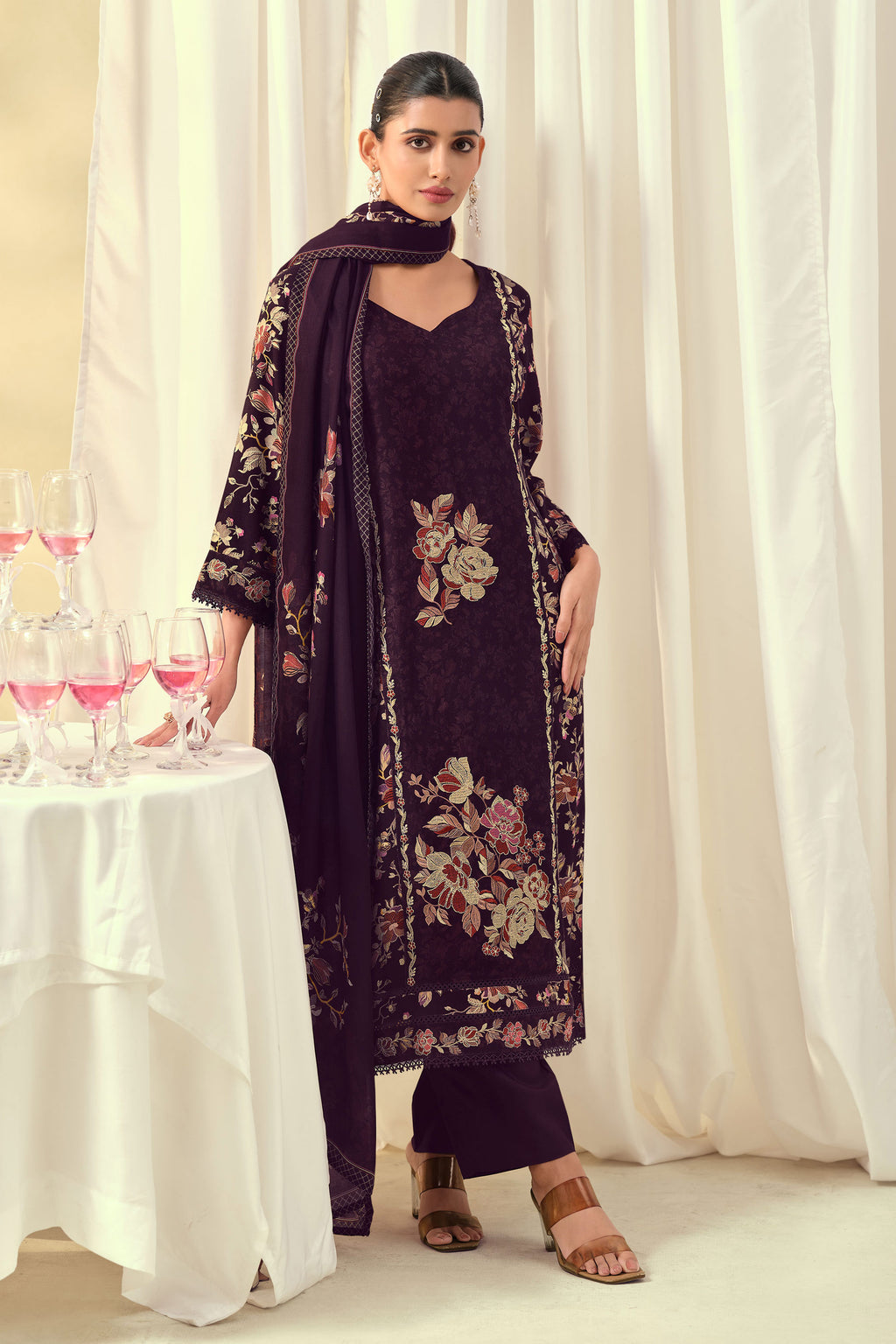 Pure Pashmina Digital Print Festive Wear Salwar Kameez