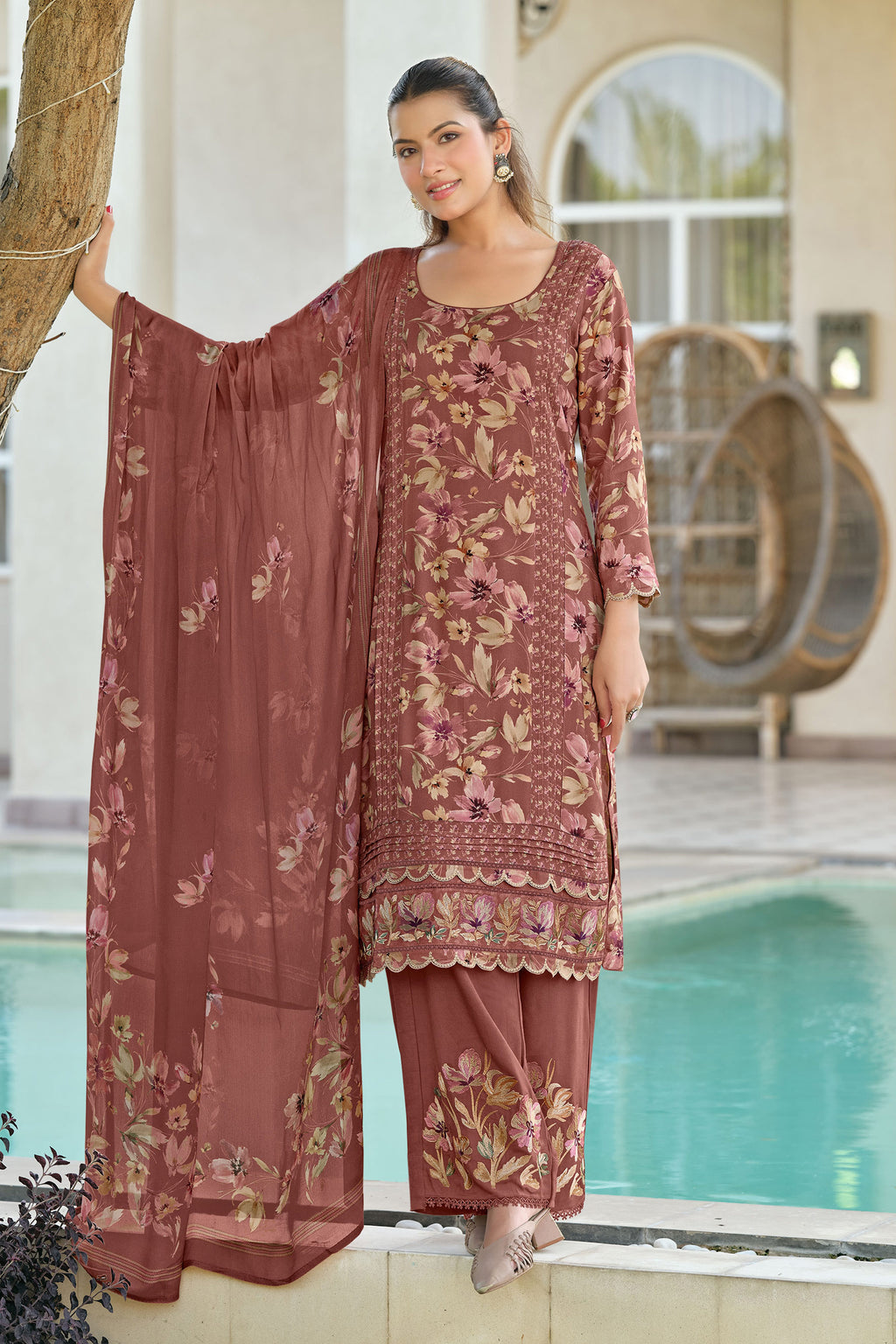 Royal Pashmina Lace Work Casual Salwar Kameez
