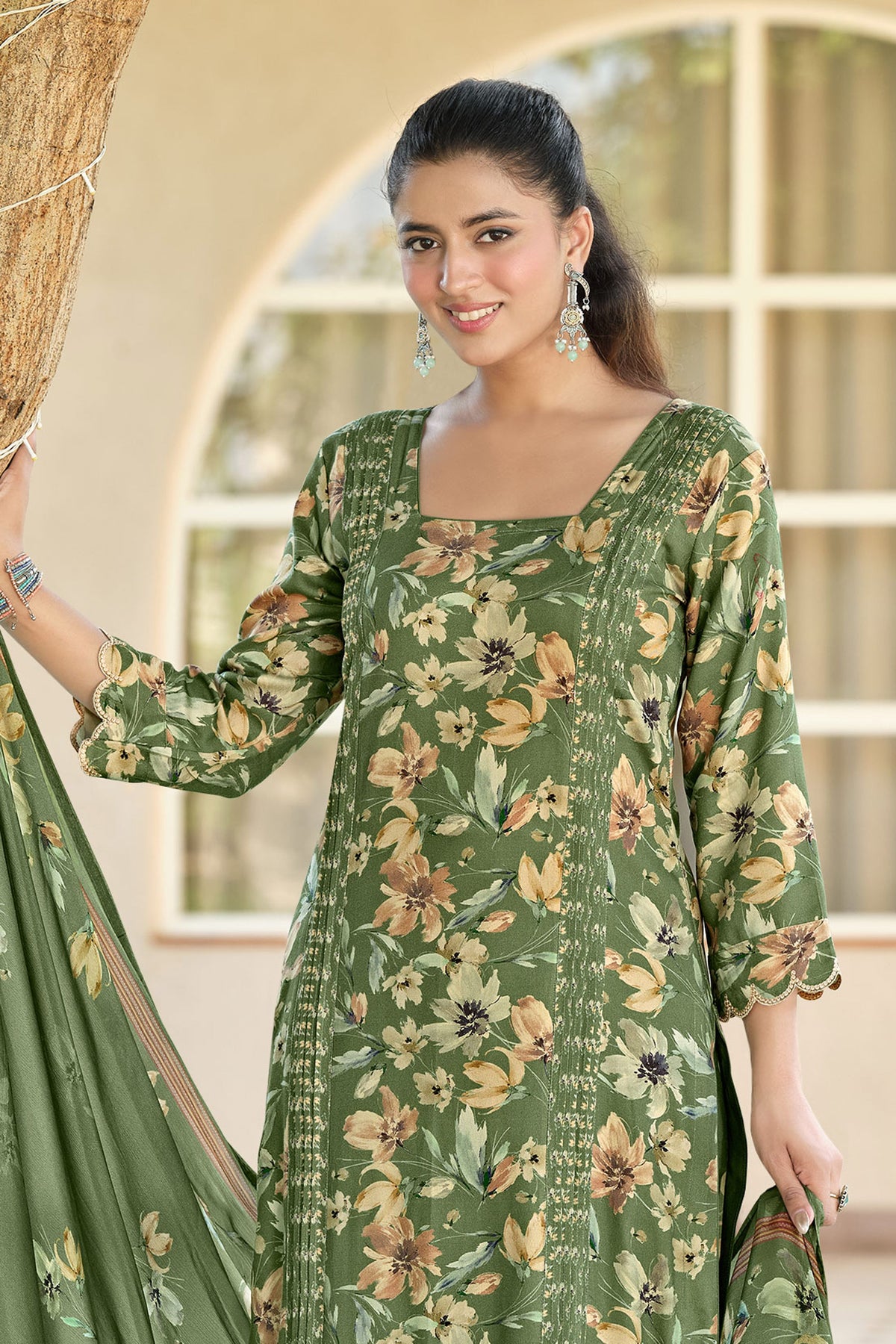 Premium Pashmina Digital Print Embroidery Daily Wear Suit