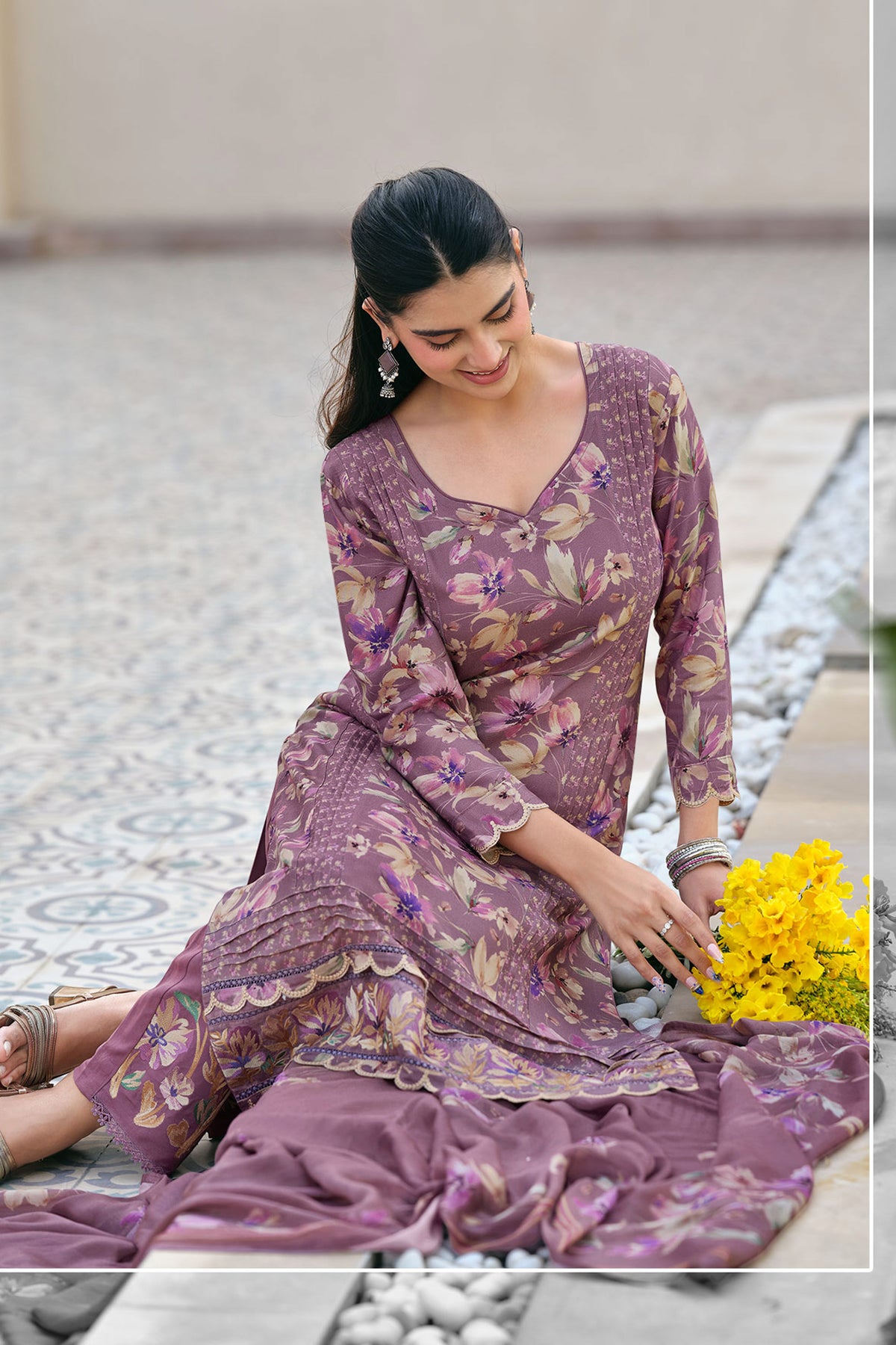 Pure Pashmina Lace Embroidered Traditional Salwar Kameez