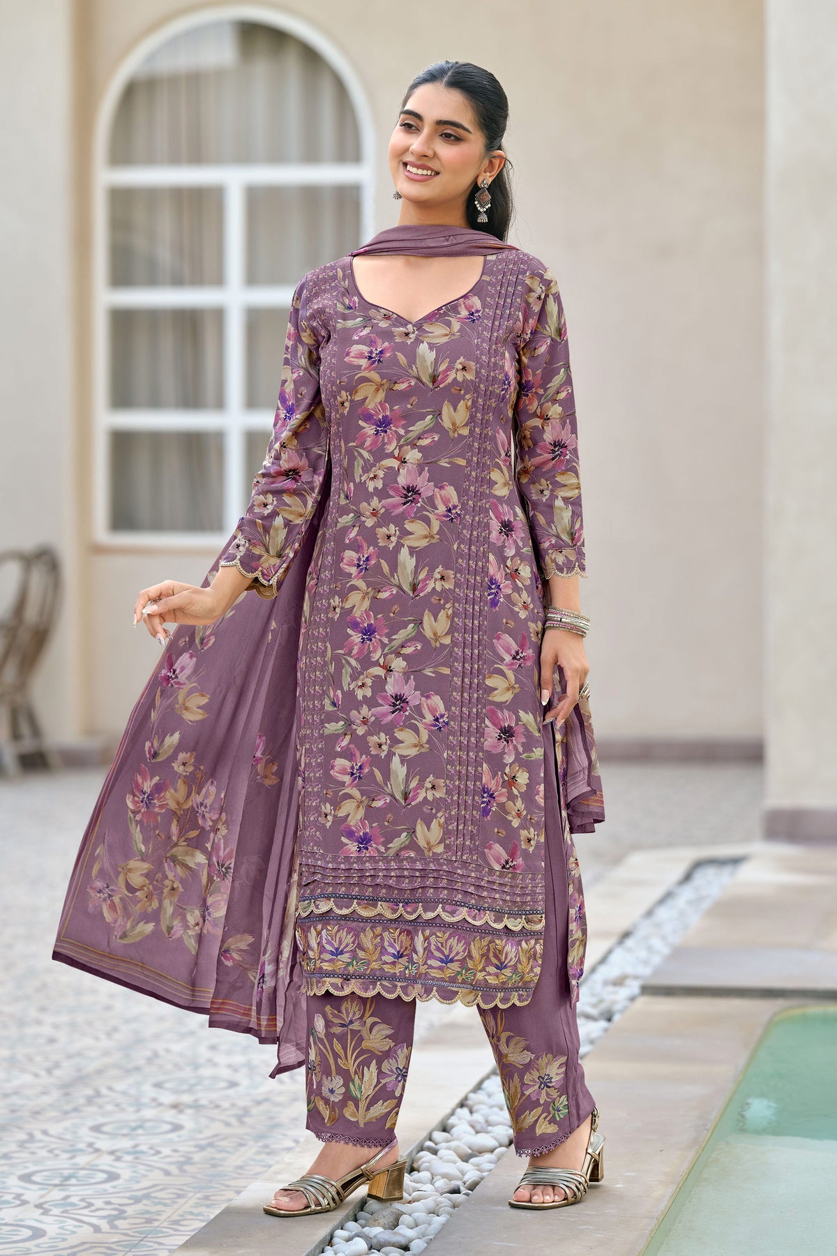 Pure Pashmina Lace Embroidered Traditional Salwar Kameez