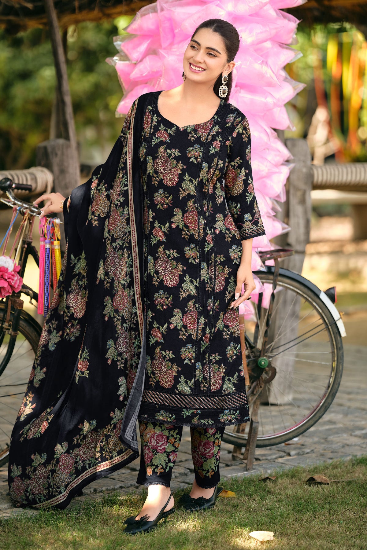 Elegant Pashmina Embroidery Work Salwar Suit With Printed Shawl Dupatta Main image