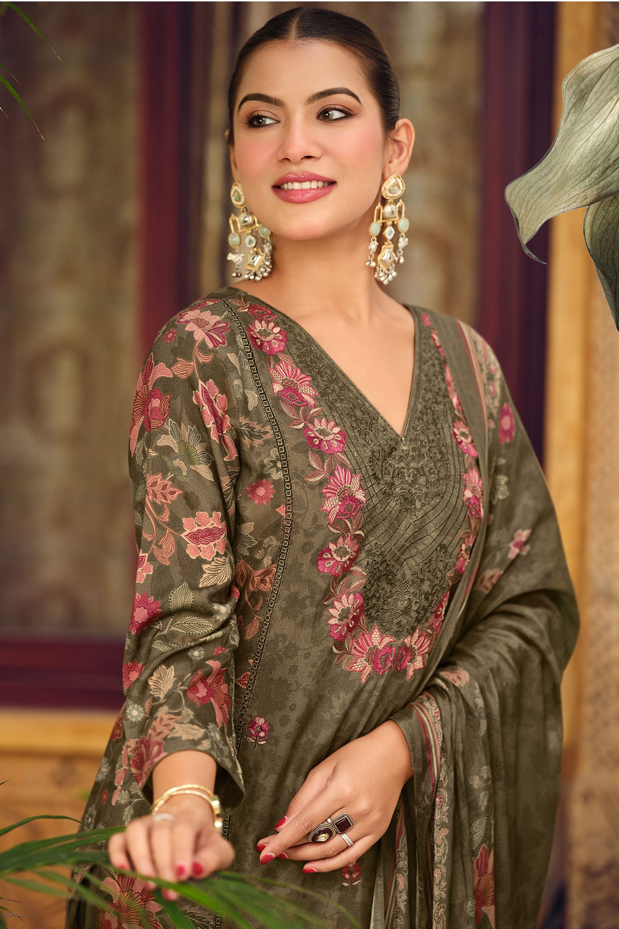 Royal Pashmina Digital Print Festive Wear Salwar Kameez Secondary image