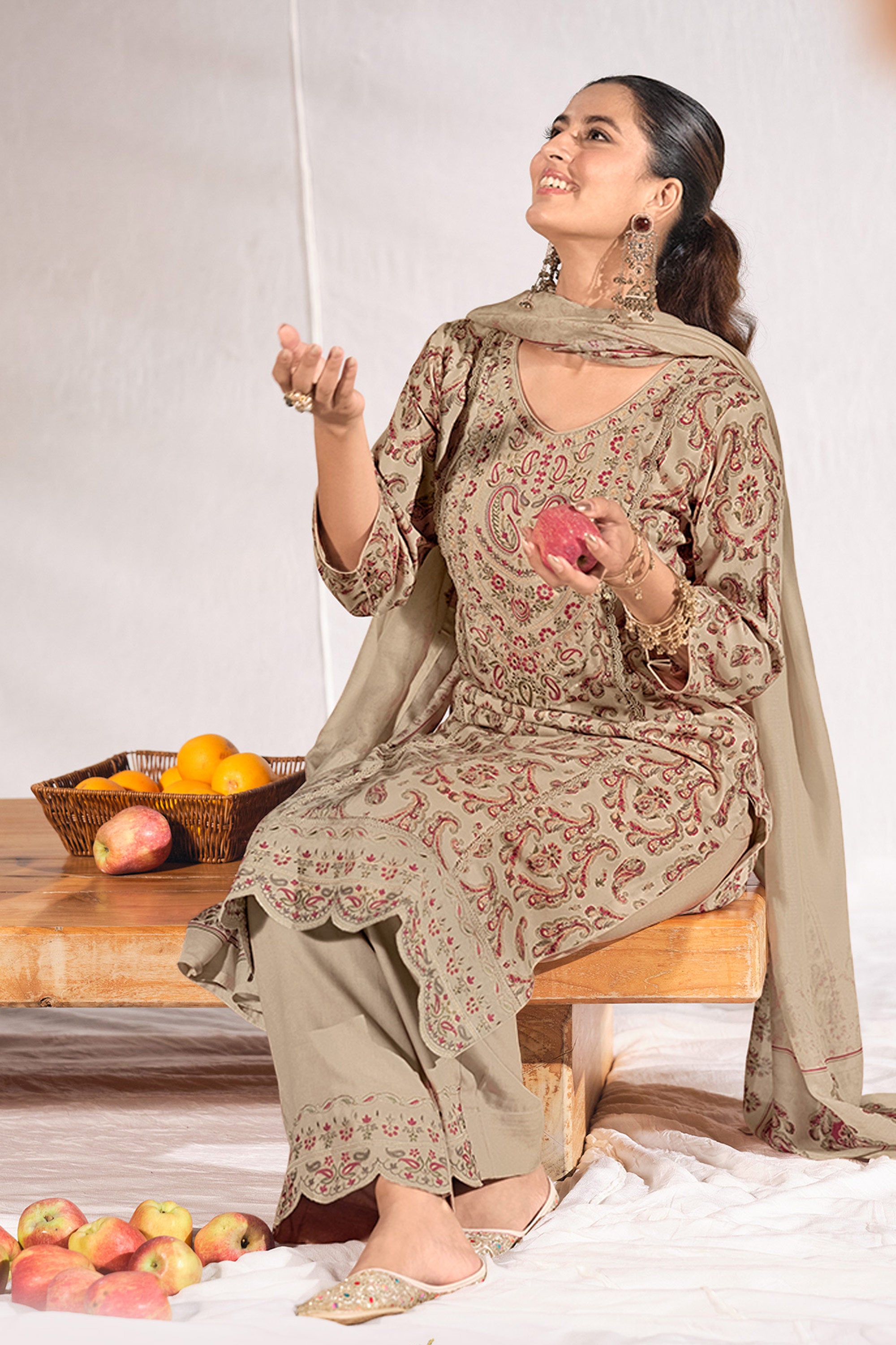 Pure Pashmina Digital Print Festive Wear Salwar Suit for Women Secondary image