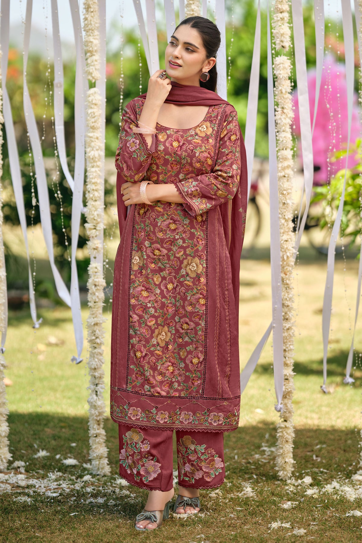 Pashmina Embroidered Dress With Digital Print Shawl Dupatta Main image