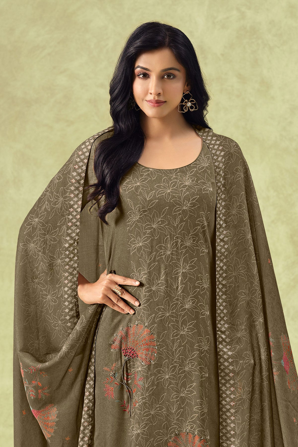 Elegant Pure Pashmina Digital Print Casual Salwar Suit