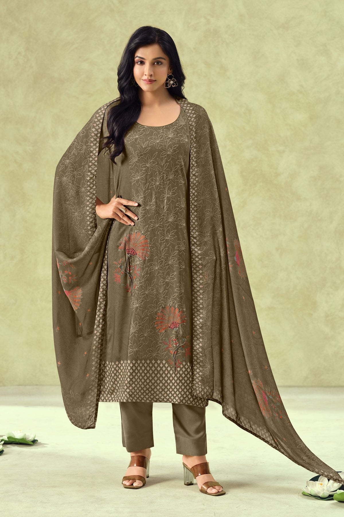 Elegant Pure Pashmina Digital Print Casual Salwar Suit