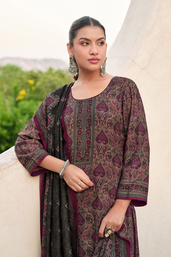 Elegant Pure Pashmina Digital Print Casual Salwar Kameez