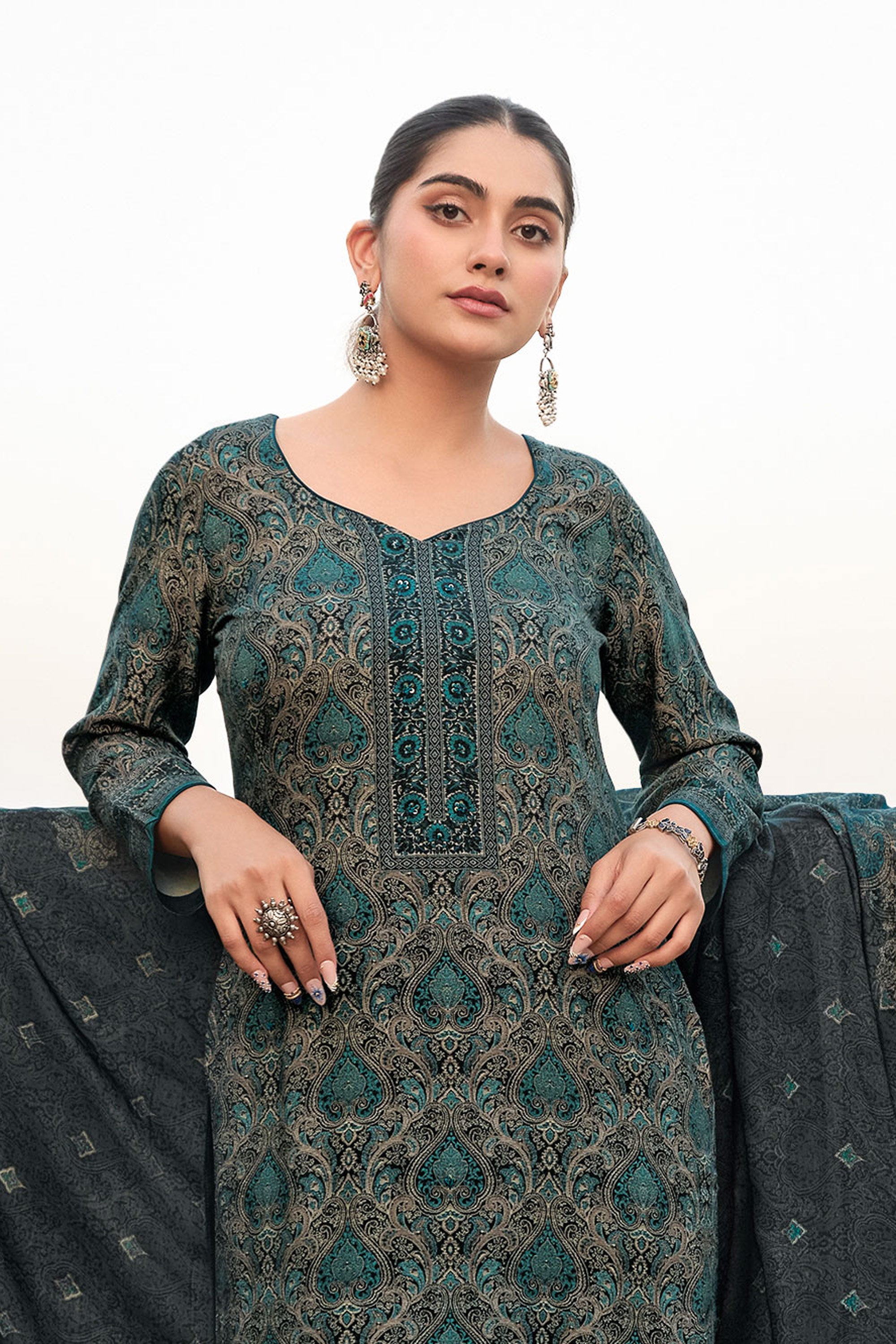 Designer Handwork Salwar Suit With Premium Pashmina Shawl Dupatta Secondary image