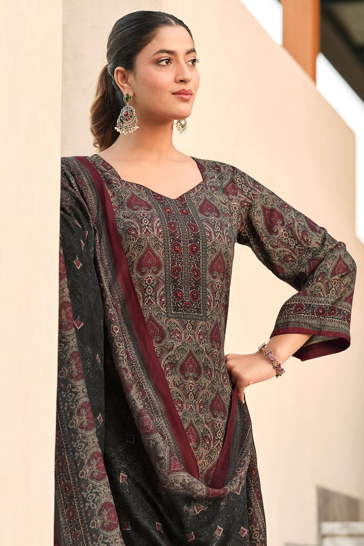 Pure Premium Pashmina Digital Print Designer Handwork Salwar Suit