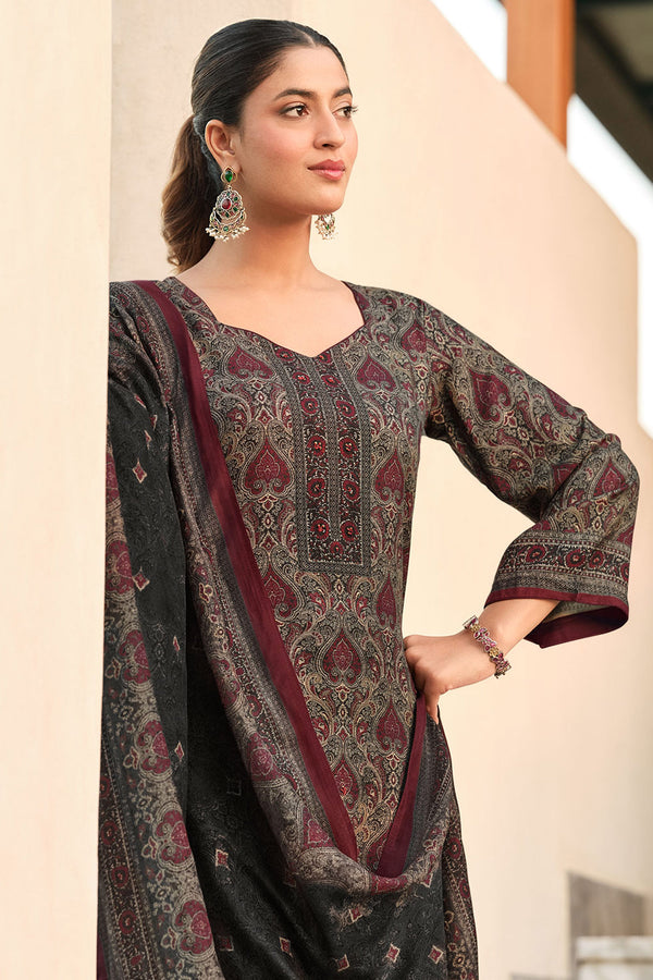 Pure Premium Pashmina Digital Print Designer Handwork Salwar Suit