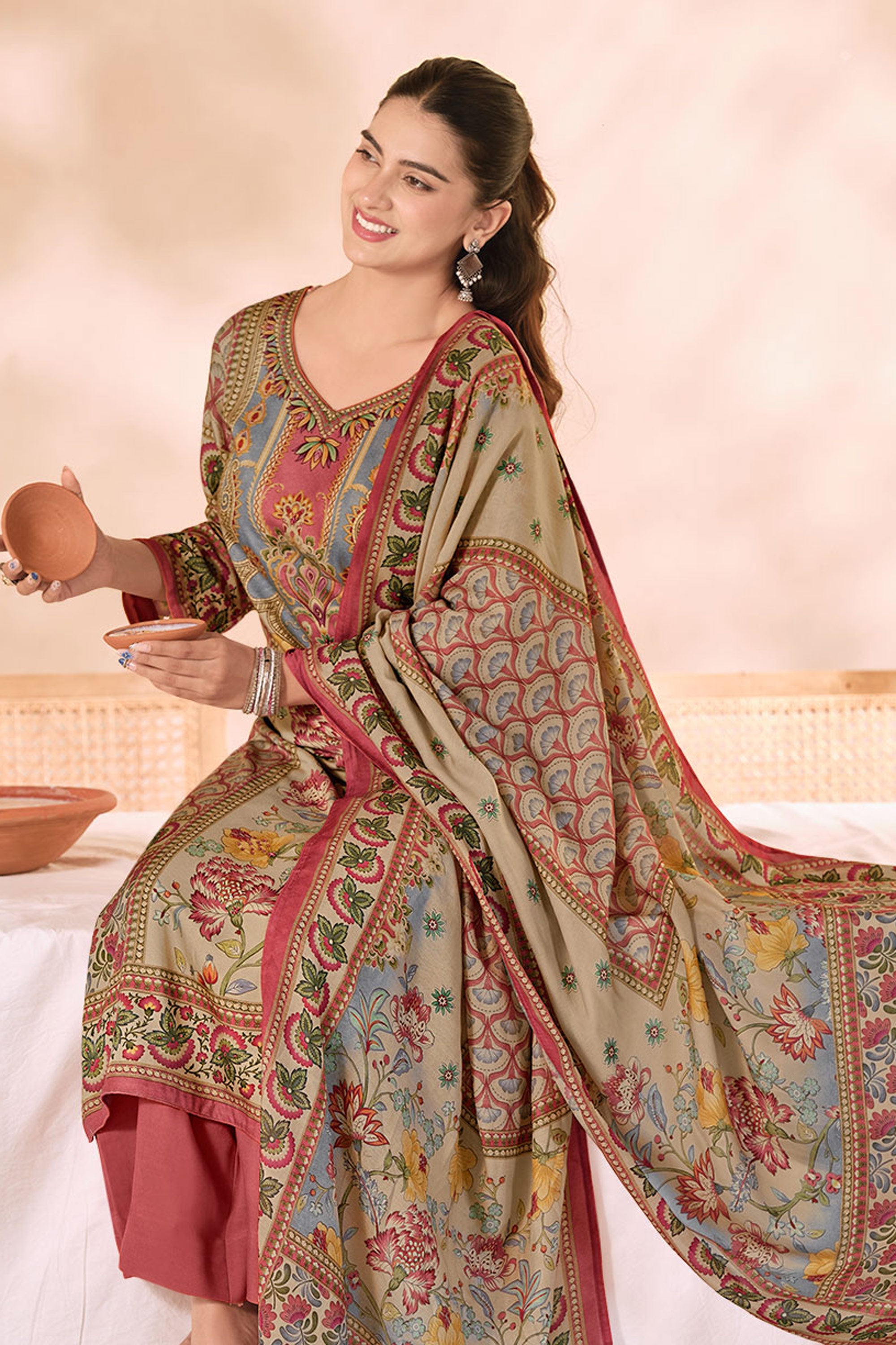 Elegant Pure Pashmina Digital Print Traditional Salwar Suit Secondary image