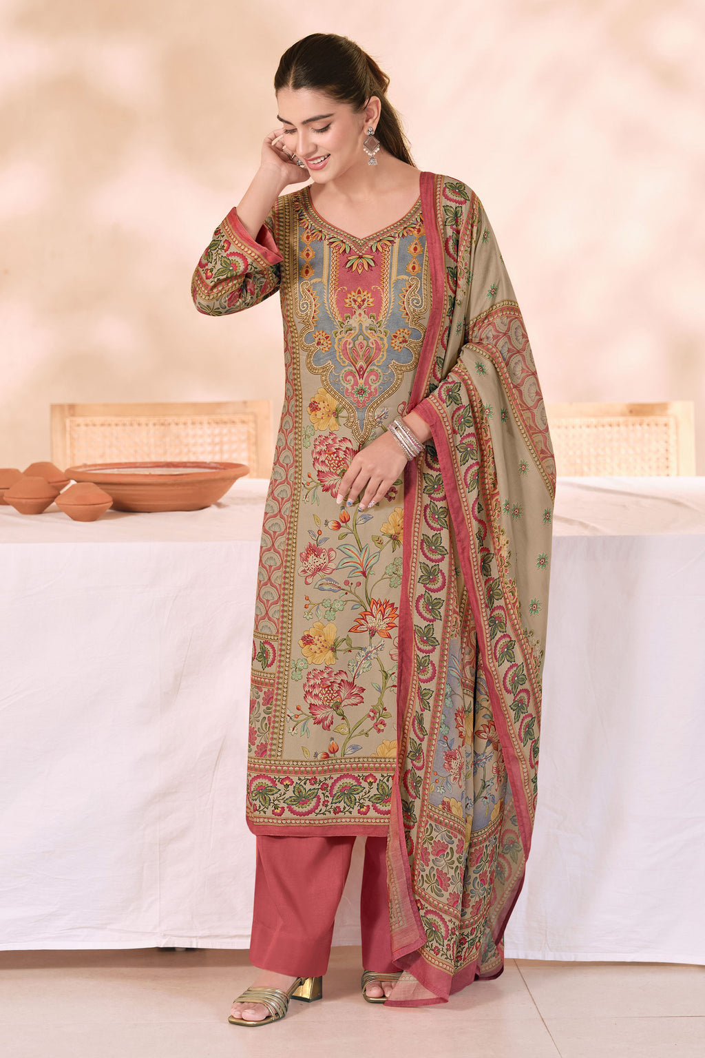 Elegant Pure Pashmina Digital Print Traditional Salwar Suit
