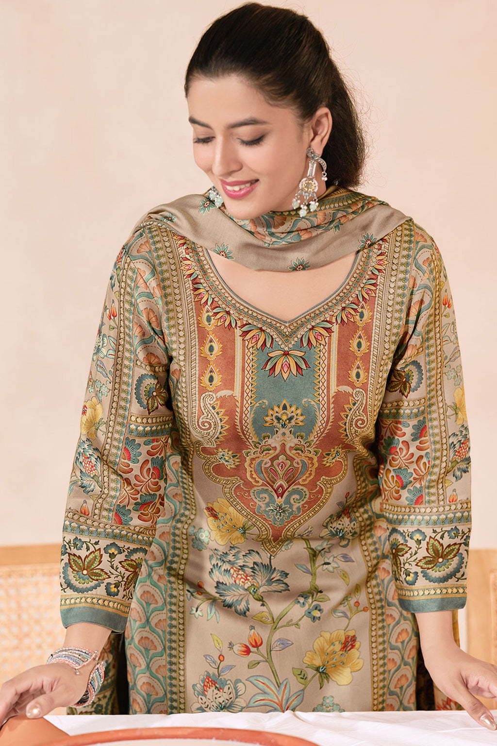 Premium Pashmina Handwork Printed Daily Wear Salwar Kameez