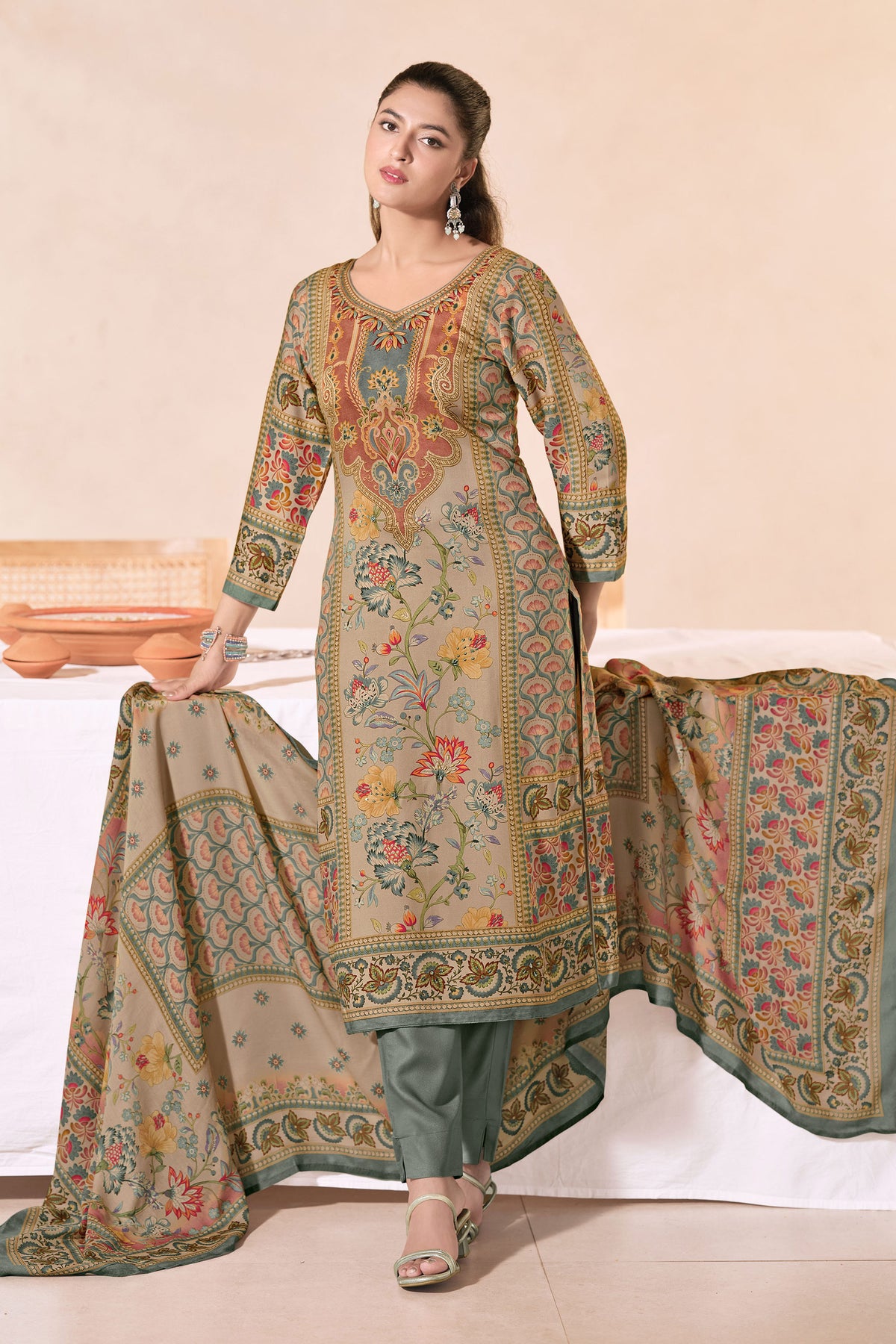 Premium Pashmina Handwork Printed Daily Wear Salwar Kameez Main image