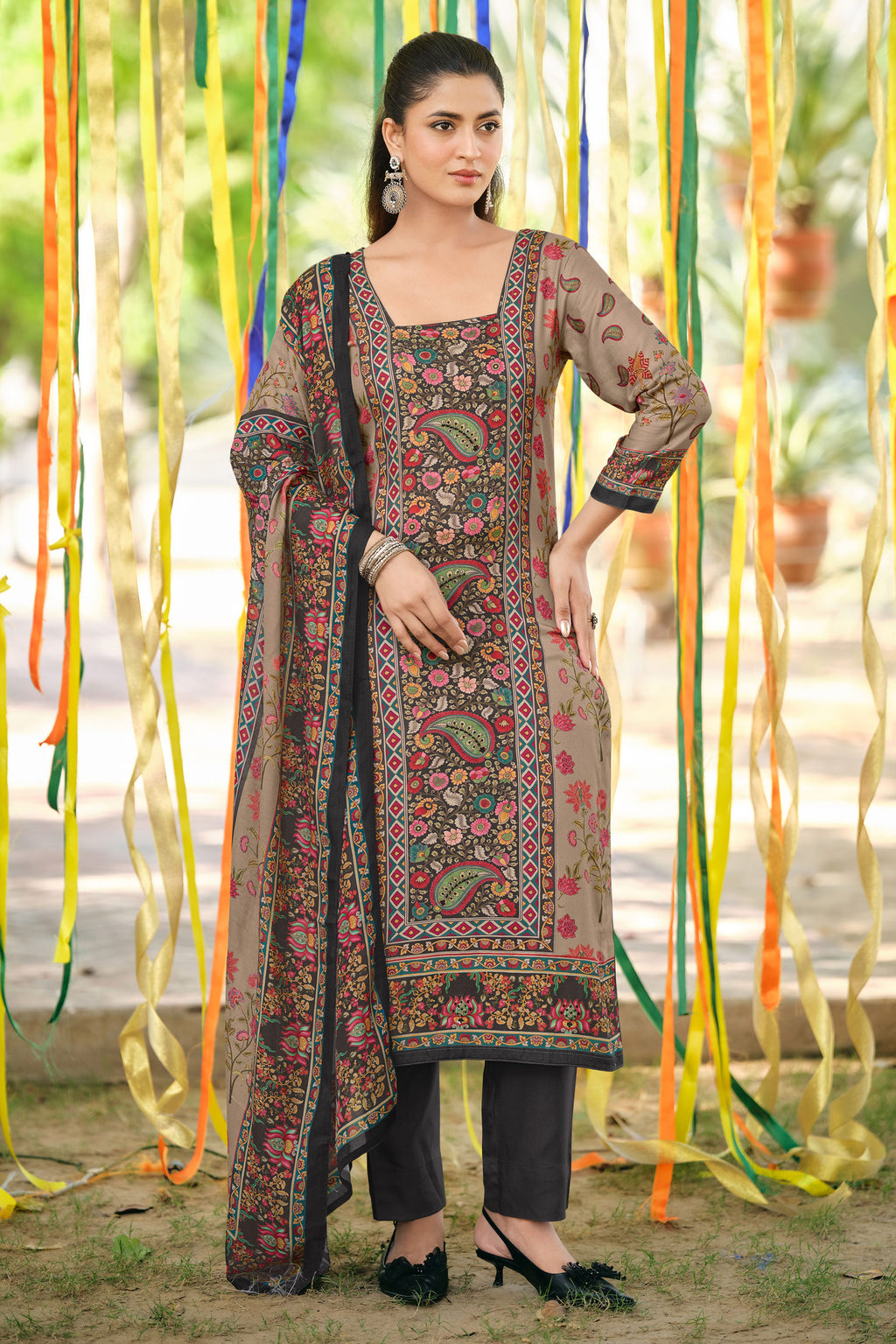 Elegant Premium Pashmina Handwork Casual Salwar Suit