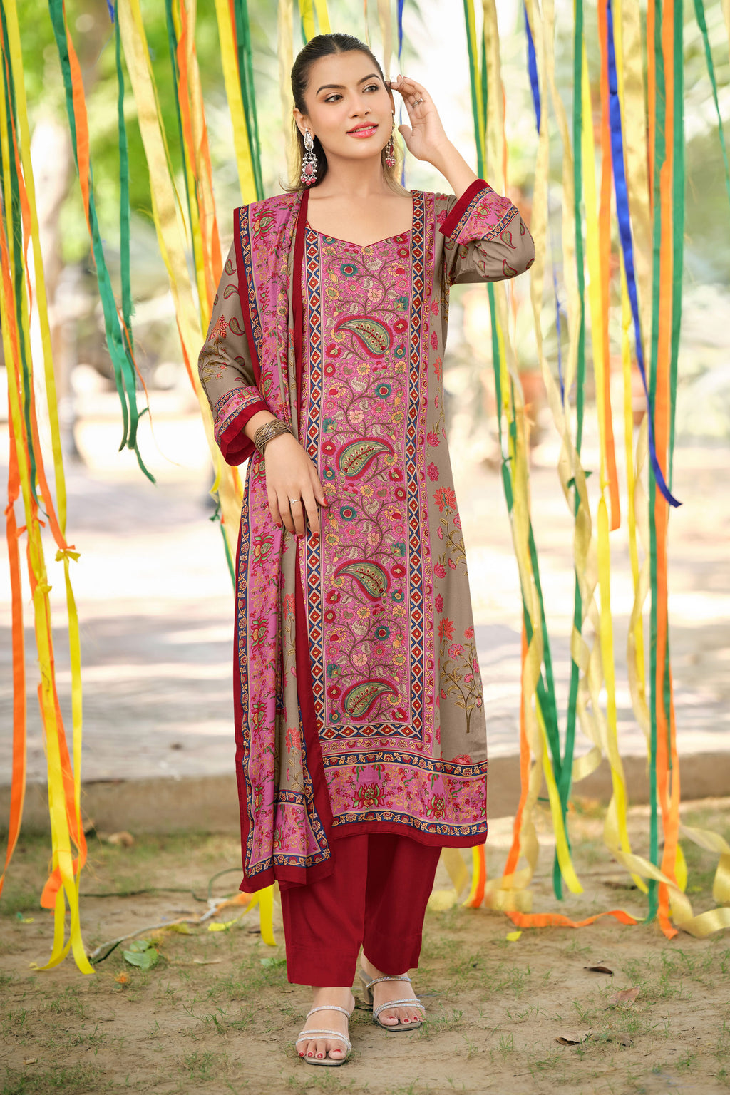 Premium Pashmina Digital Print Handwork Designer Salwar Suit