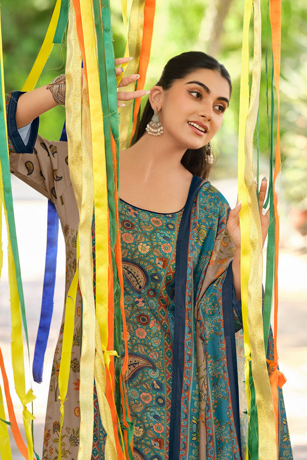 Pure Pashmina Printed Daily Wear Salwar Kameez with Shawl Dupatta