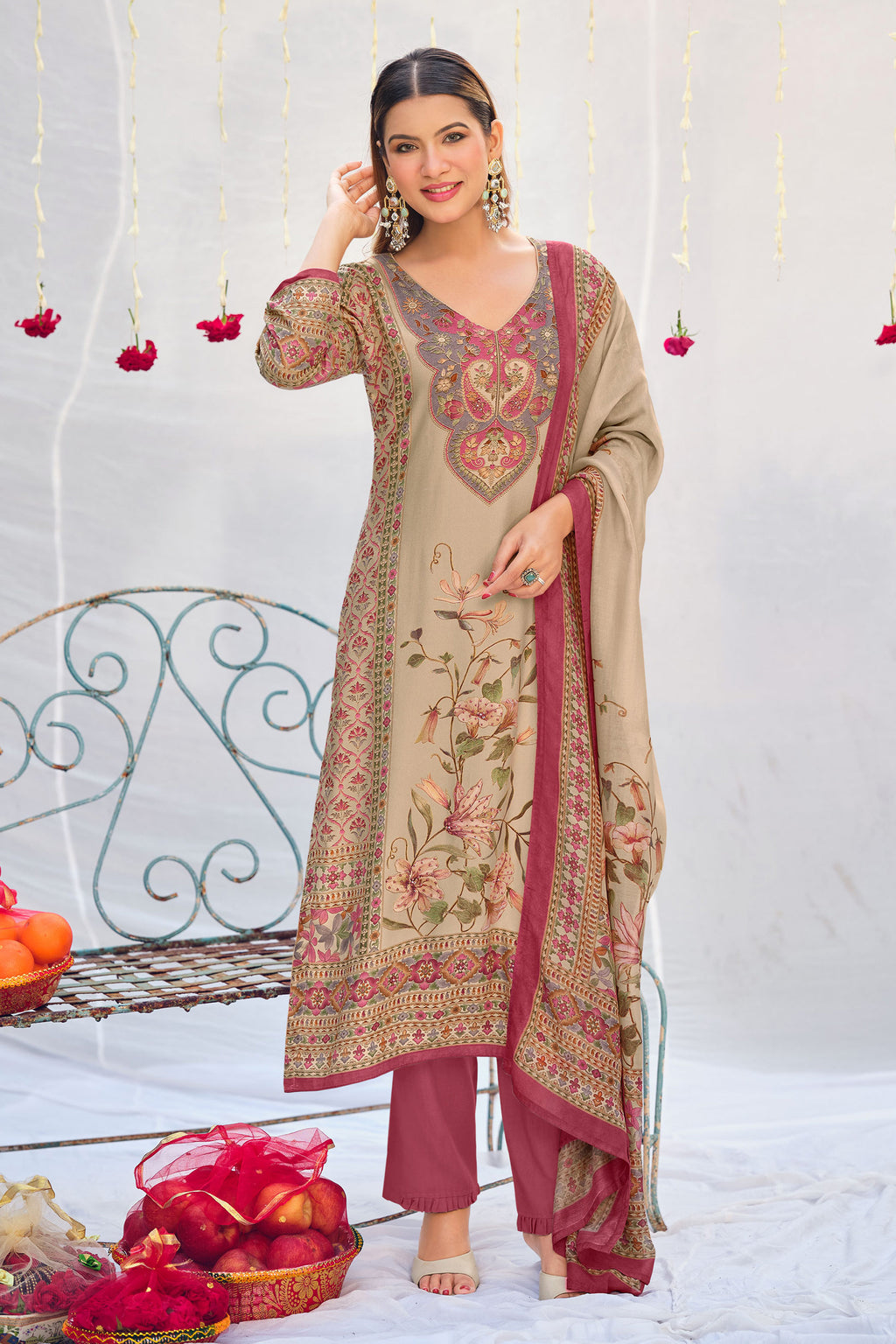 Elegant Pure Pashmina Digital Print Party Wear Suit