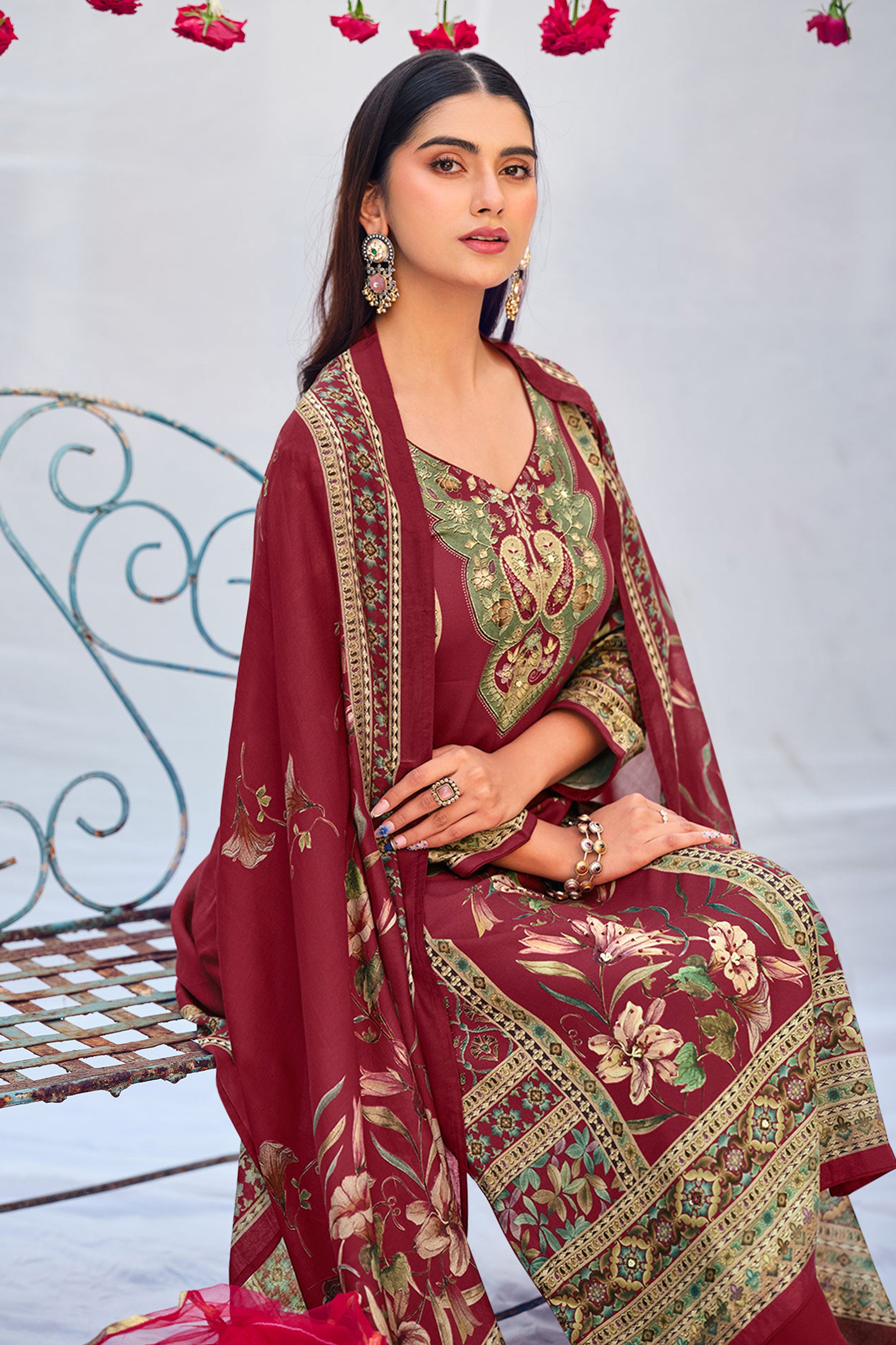 Premium Pashmina Handwork Printed Traditional Suit Secondary image