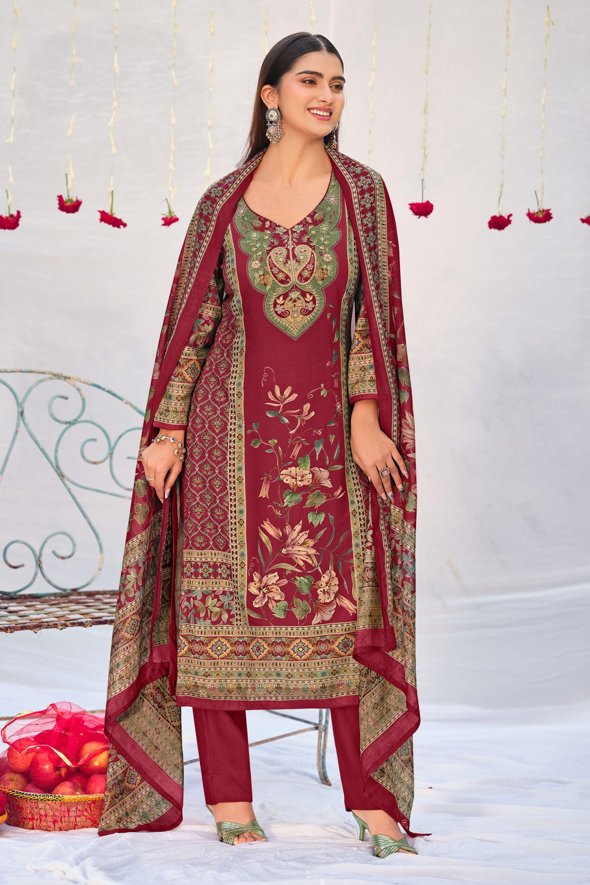 Premium Pashmina Handwork Printed Traditional Suit