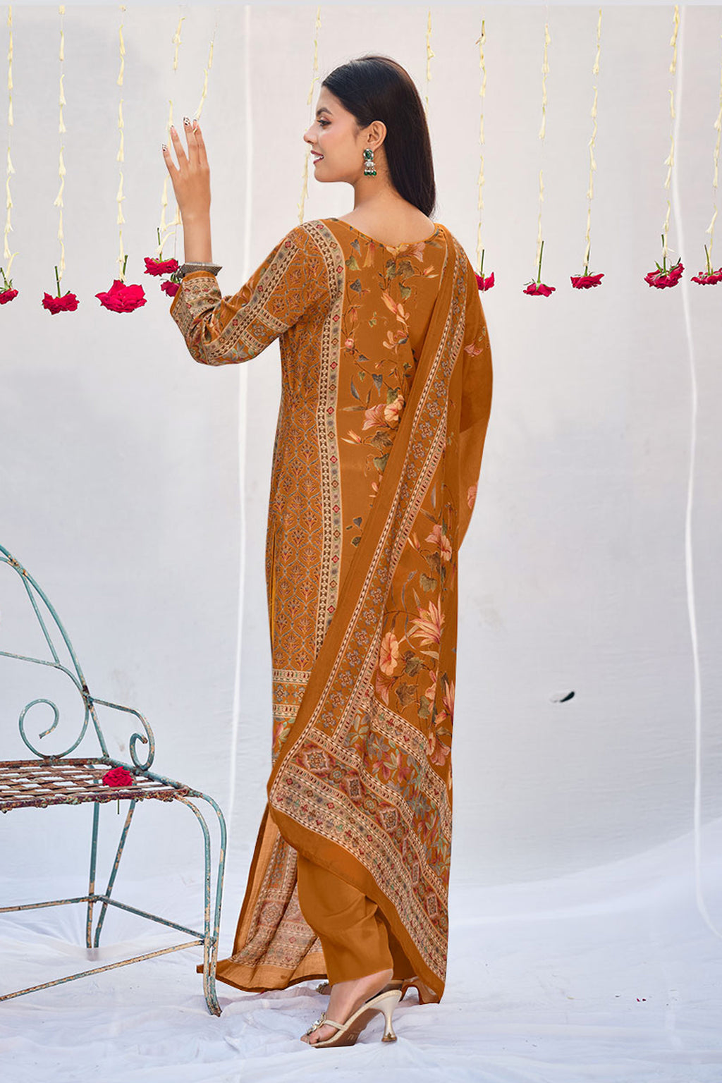 Luxury Pashmina Printed Designer Suit with Shawl Dupatta