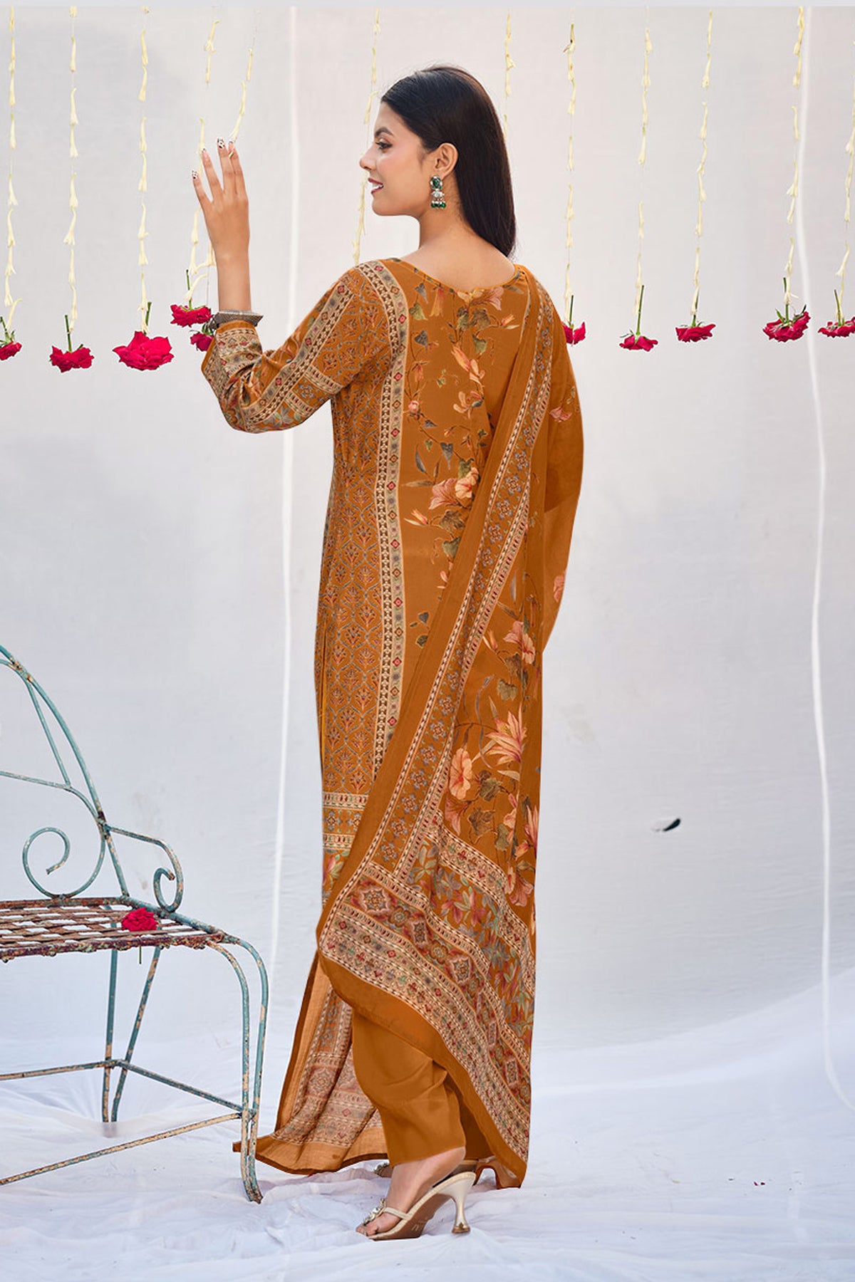 Luxury Pashmina Printed Designer Suit with Shawl Dupatta