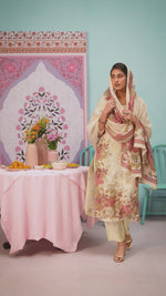 Load and play video in Gallery viewer, Bemberg Fancy Silk Digital Print Lace Work Salwar Suit
