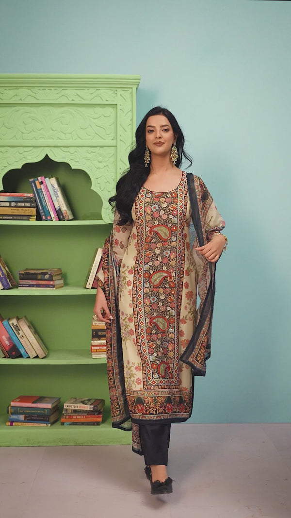 Premium Bemberg Fancy Silk Handwork Salwar Suit